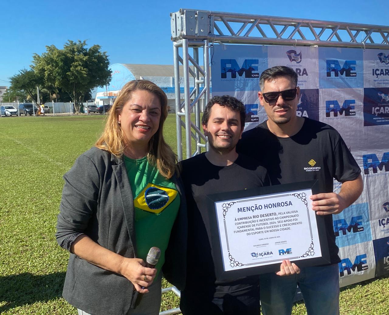 Rio Deserto recebe reconhecimento da Prefeitura de Içara por incentivo ao esporte